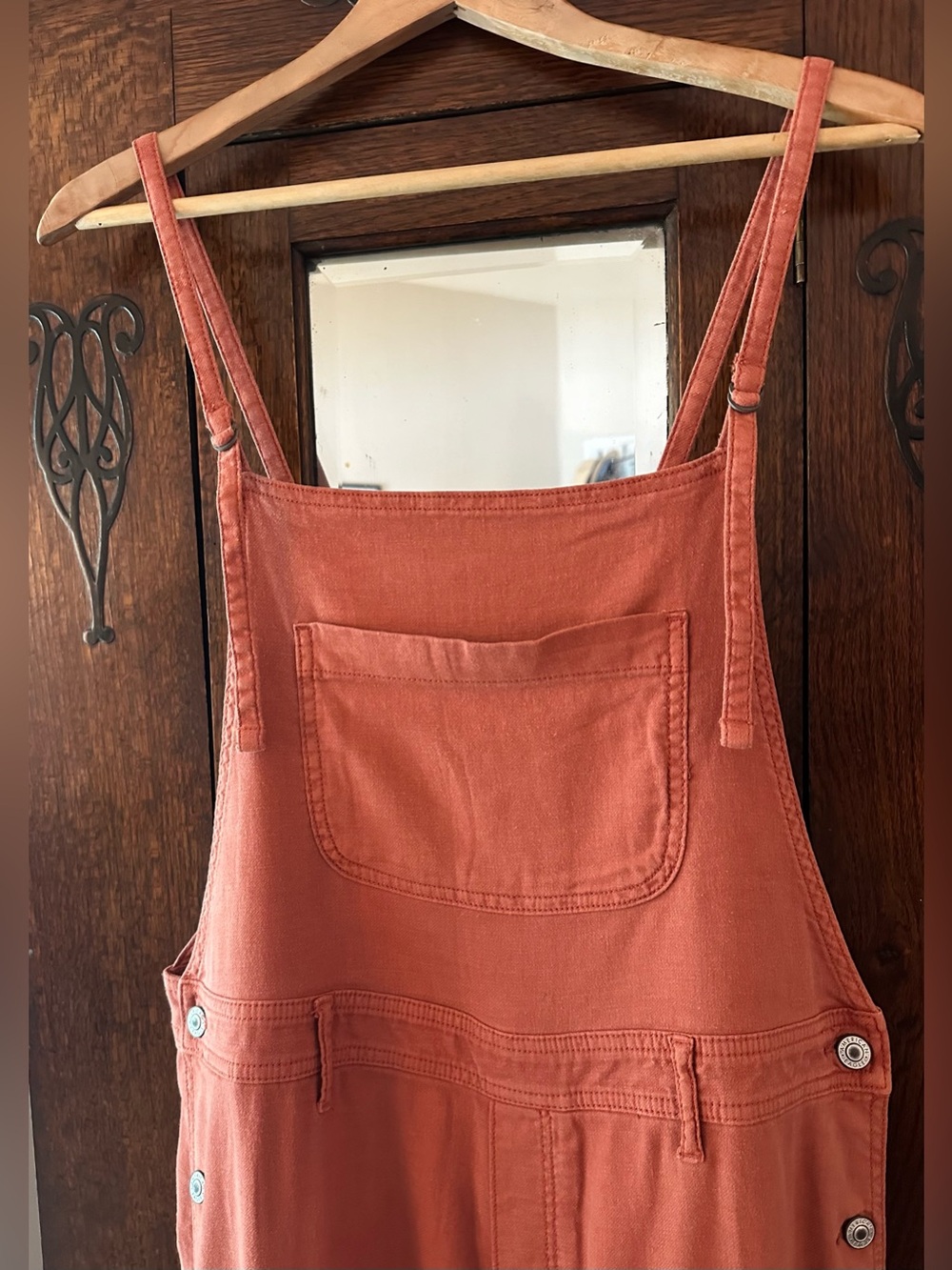 American Eagle Rust Orange Wide-Leg Jumpsuit Overalls Painters Boho Size Large - Picture 4 of 10